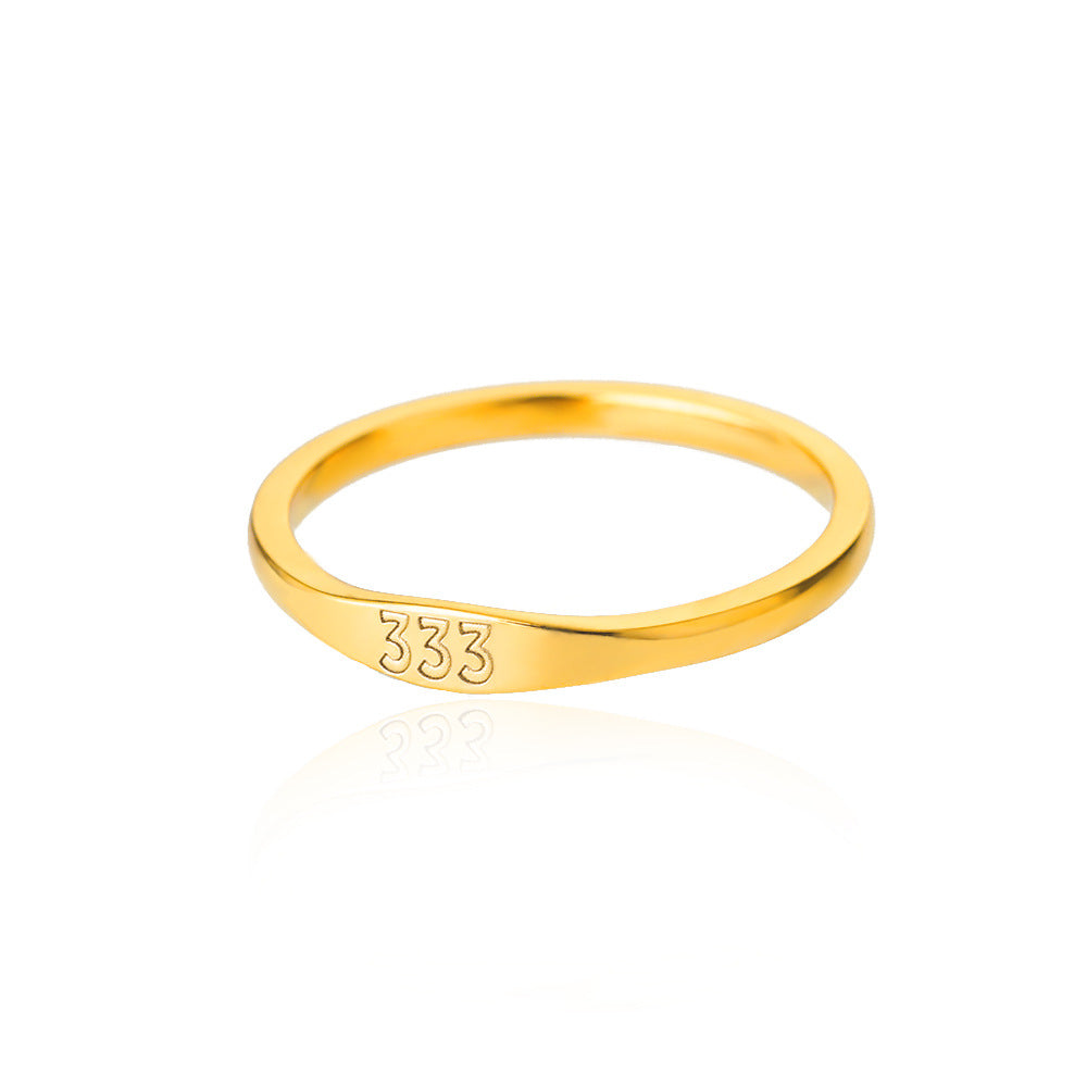 Wholesale Fashion Trendy Stainless Steel Angel Numbers Engraving Finger Rings Jewelry for Women