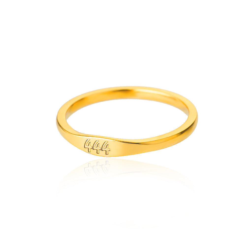 Wholesale Fashion Trendy Stainless Steel Angel Numbers Engraving Finger Rings Jewelry for Women