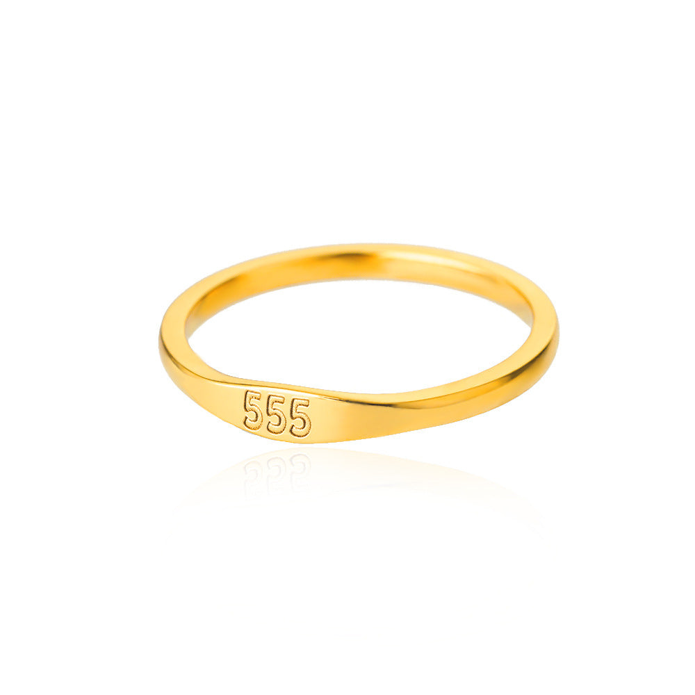 Wholesale Fashion Trendy Stainless Steel Angel Numbers Engraving Finger Rings Jewelry for Women