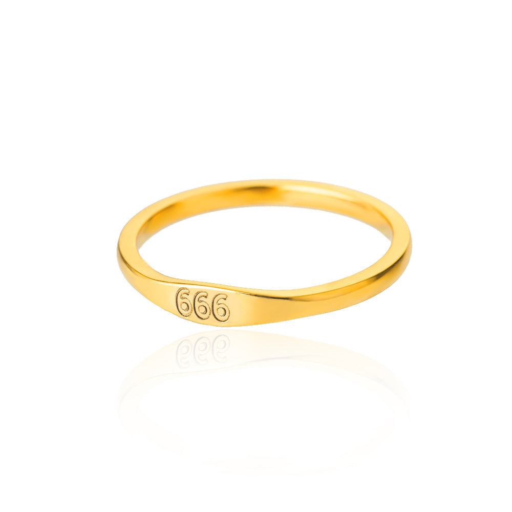 Wholesale Fashion Trendy Stainless Steel Angel Numbers Engraving Finger Rings Jewelry for Women