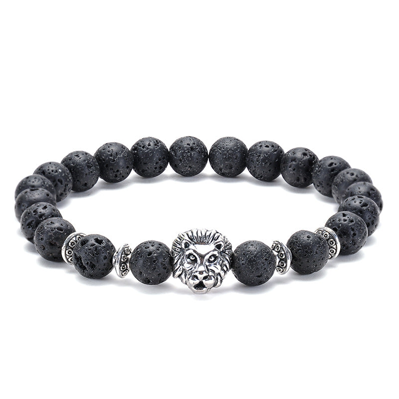 elastic cord lion buddha owl buddha wholesale lava rock beads beaded bracelet anti anxiety essential oil diffuser jewelry unisex