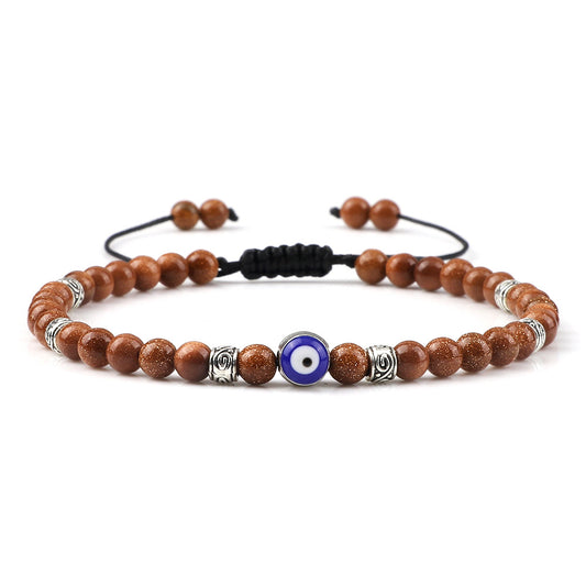 healing energy natural genuine gemstone crystal blue green black lava stone evil eyes charm bracelet design for women everyday