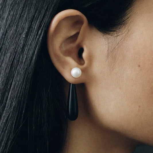 Quake E-commerce 2026 New Treding Black Agate Green Aventurine Dangle Drop 925 Silver Pin Freshwater Pearl Earring Jewelry