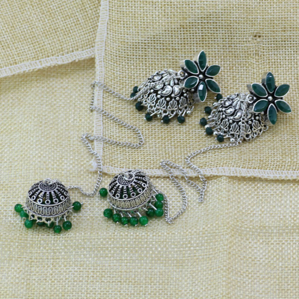 womens ladies fashion alloy green enameled jhumka pendant dangle drop earrings jewelry
