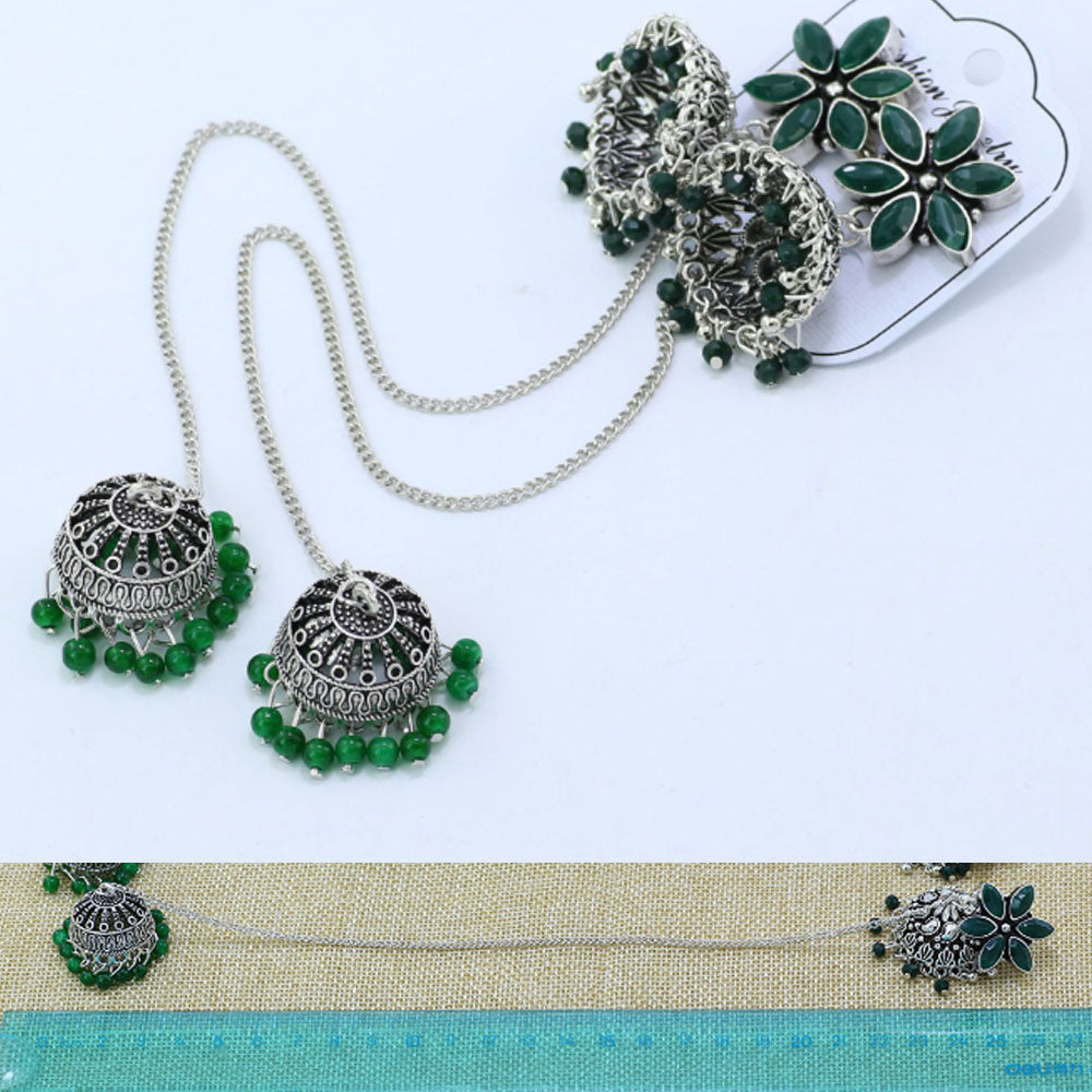 womens ladies fashion alloy green enameled jhumka pendant dangle drop earrings jewelry