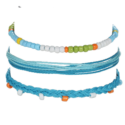 Trendy Summer Boho Bohemian Stackable multiple cotton string wax coated cord string woven braid bracelet beach bracelets women