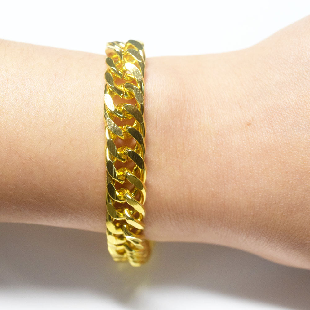 brass alloy gold cuban chain 12mm curb key chain bracelet men jewelry