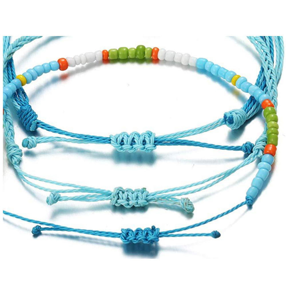 Trendy Summer Boho Bohemian Stackable multiple cotton string wax coated cord string woven braid bracelet beach bracelets women