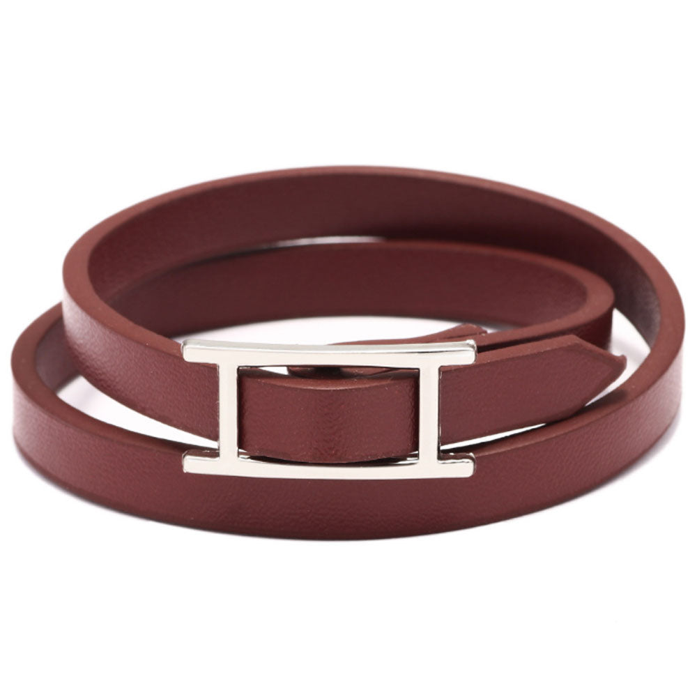 fashion bohemian boho vintage multilayered wide leather braid adjustable watch bracelet women red