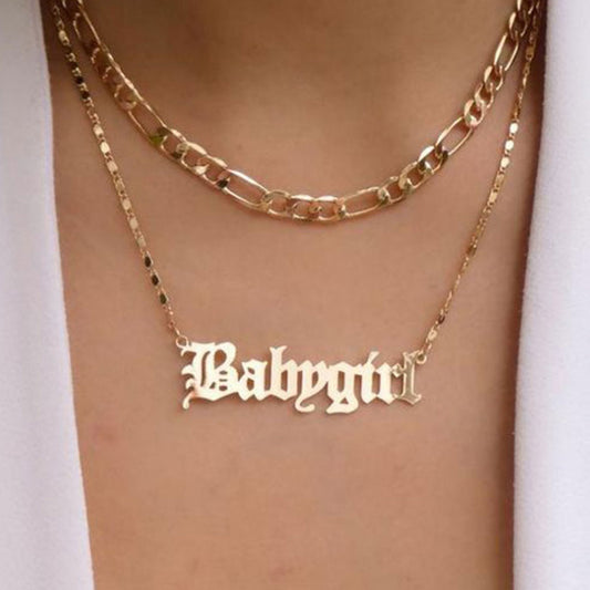 wholesale bohemian double layers gold plate alloy babygirl necklace jewelry
