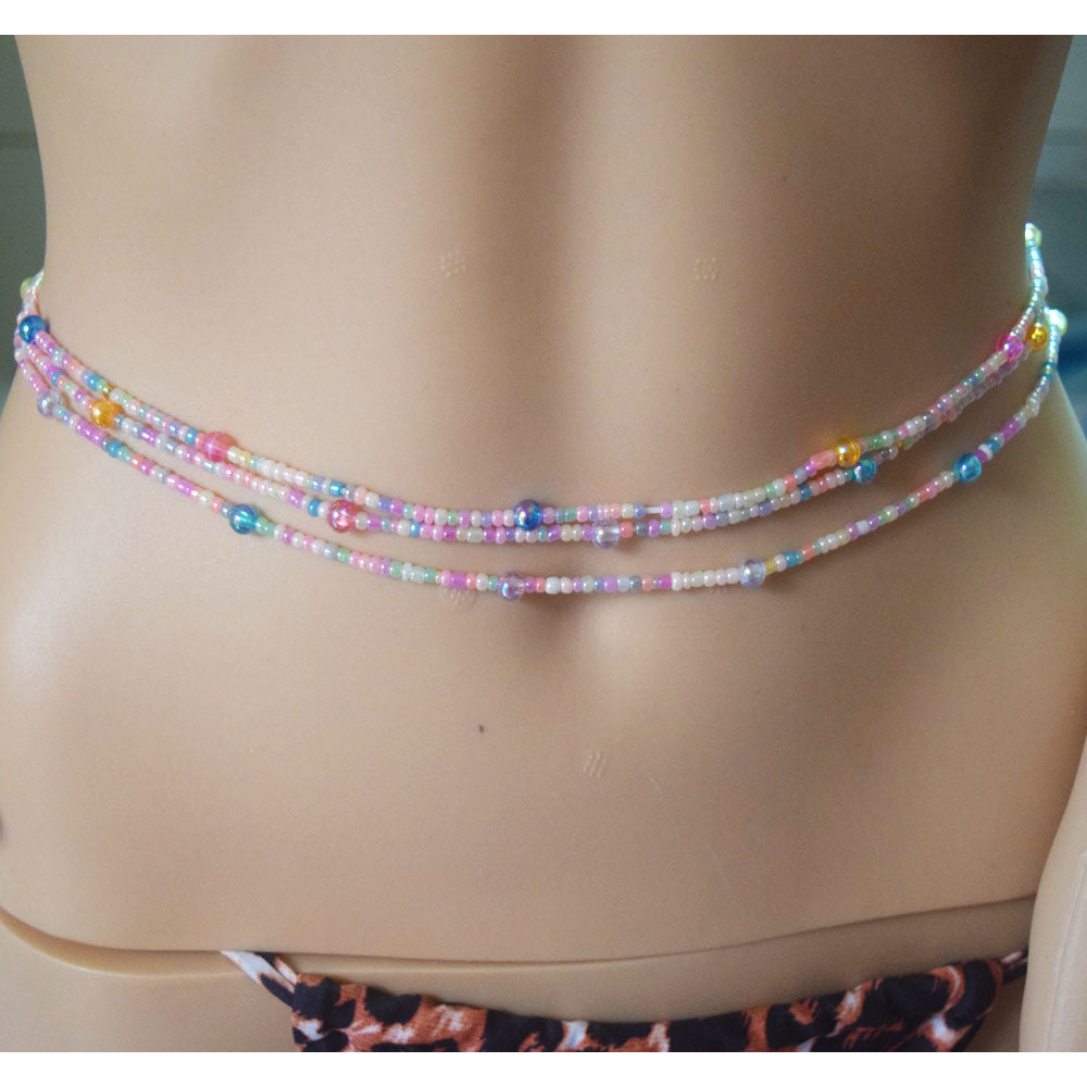 summer ice cream colors lovely colorful adjustable bulk tie on waist beads cotton cord with clasp belly chain jewelry for women