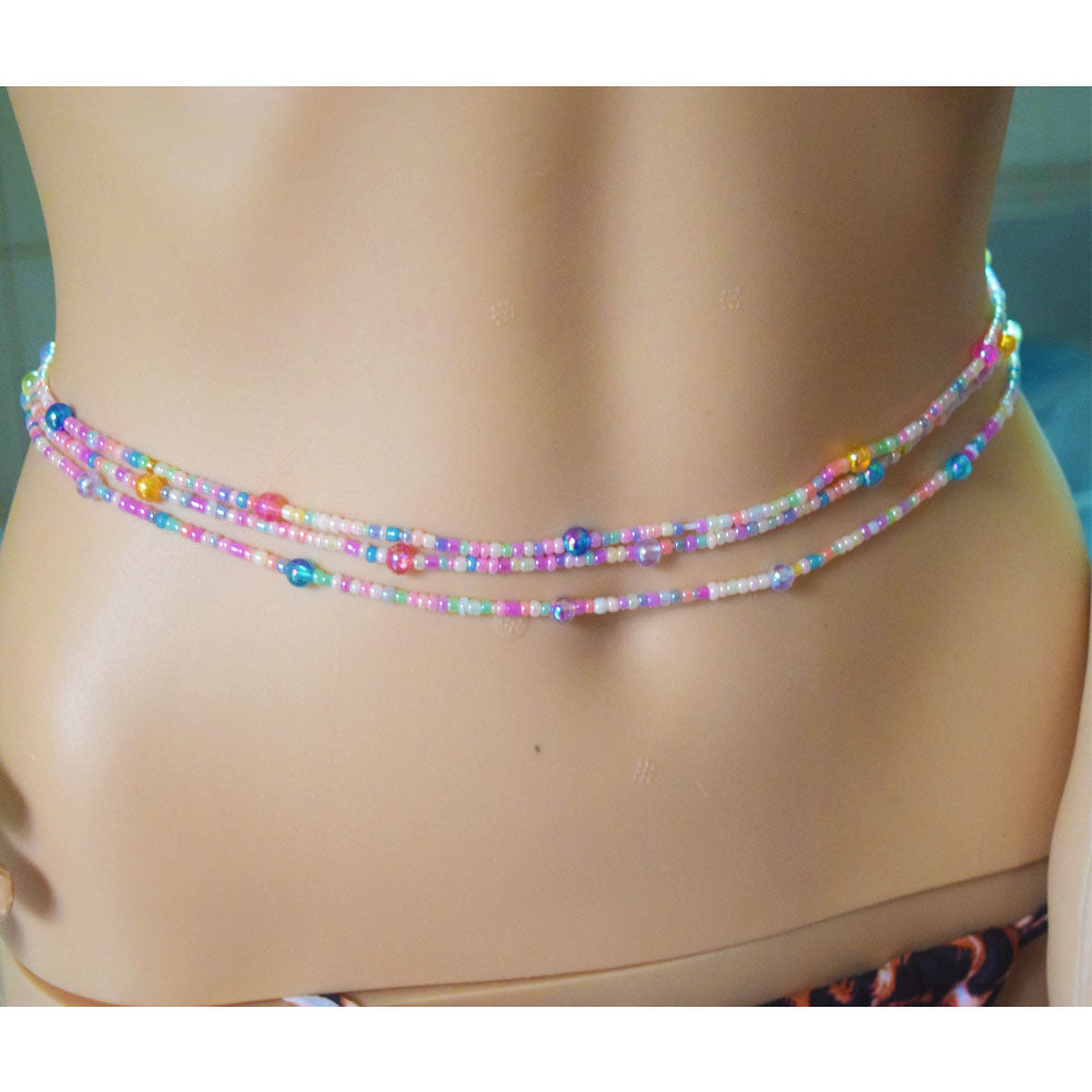 summer ice cream colors lovely colorful adjustable bulk tie on waist beads cotton cord with clasp belly chain jewelry for women