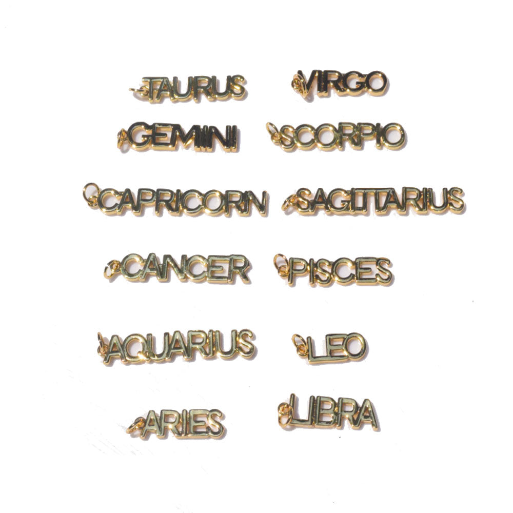 gold color horoscope english font initial letters zodiac sign pendant for jewelry accessories