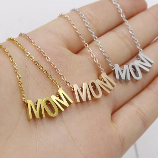 silver gold and rose gold Stainless steel mother's days mom girl sublimation chain alphabet necklace jewelry