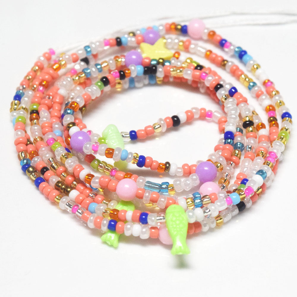 lovely pink summer sea beach charms adjustable bulk tie on waist beads cotton cord with clasp belly chain jewelry for women