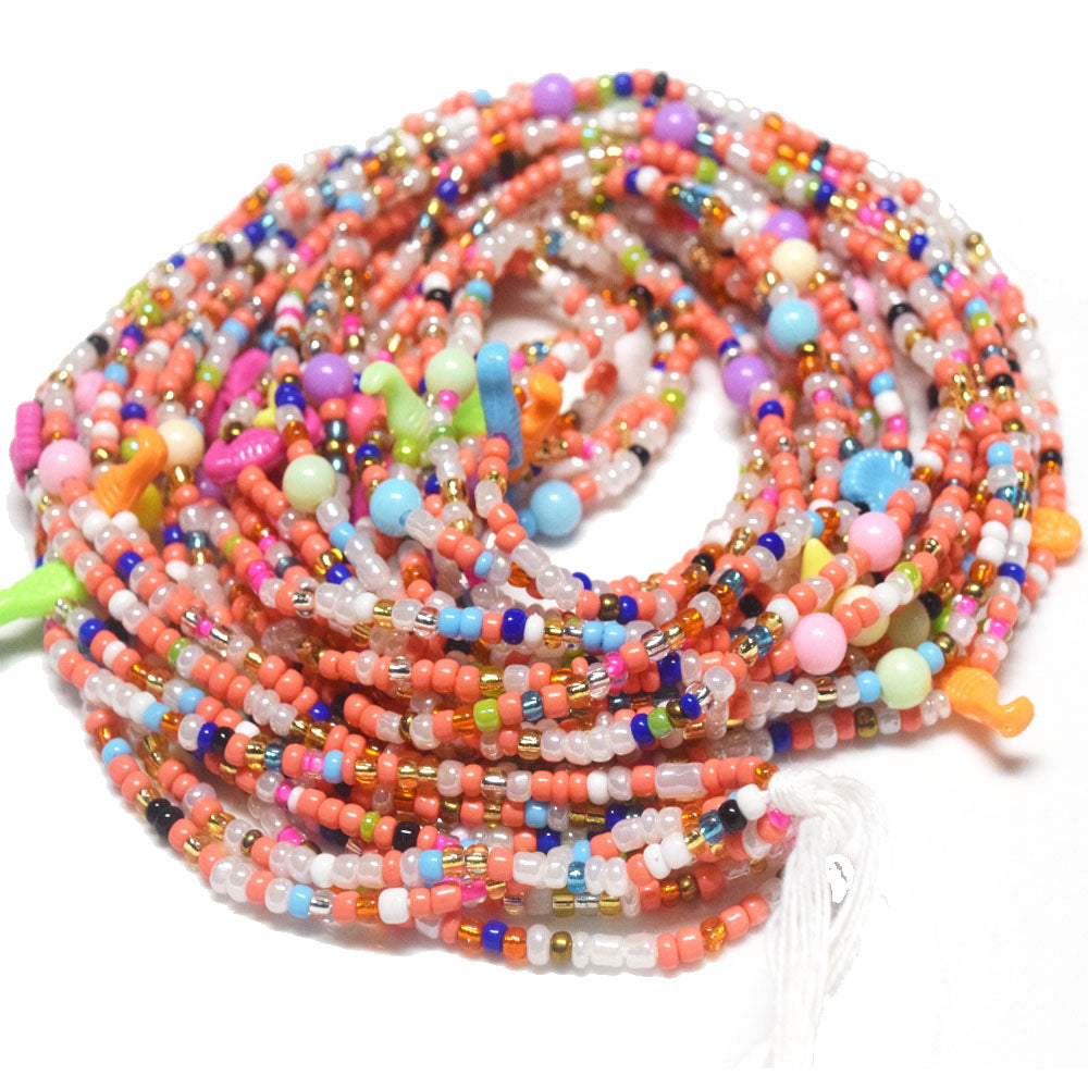 lovely pink summer sea beach charms adjustable bulk tie on waist beads cotton cord with clasp belly chain jewelry for women