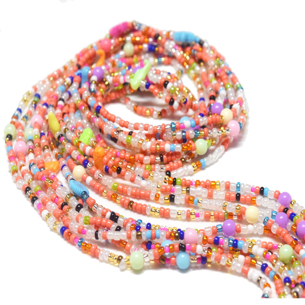 lovely pink summer sea beach charms adjustable bulk tie on waist beads cotton cord with clasp belly chain jewelry for women