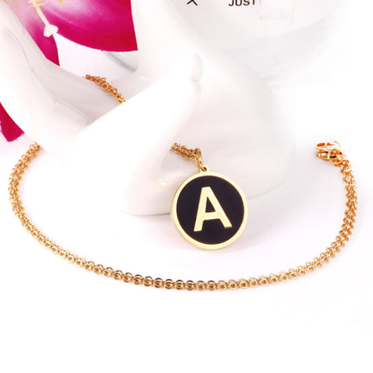 women stainless steel silver gold color with 26 initial letter charm pendant chain necklace initial jewelr