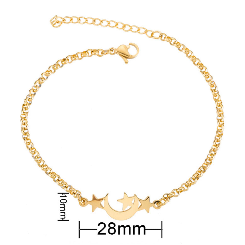 fashion bracelet 316 surgical stainless steel star moon charm bangle bracelet jewelry women silver gold and rose gold
