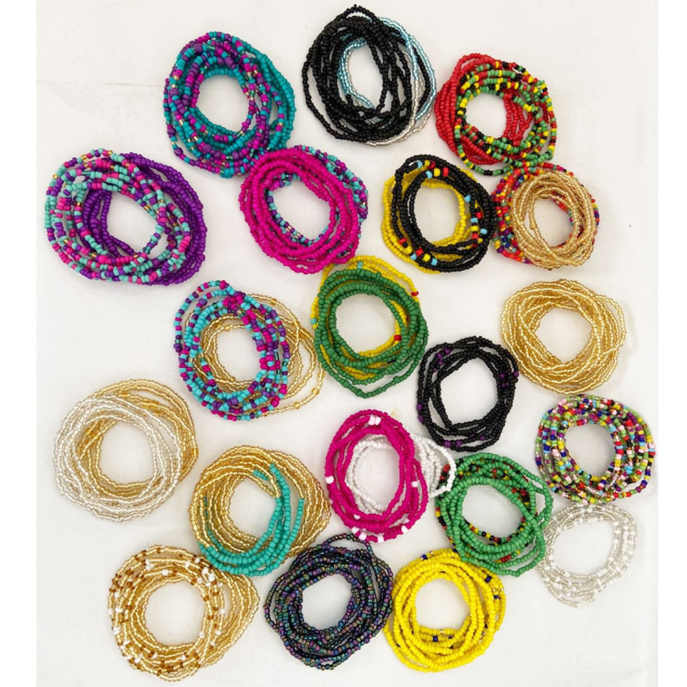 wholesale Women Cheap african sexy glass seed waist beads belly chain weight loss body jewelry elastic cord 80CM 2pcs a pack