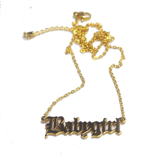 monogram old english font 18 inches gold silver and rose gold plated gold english font babygirl necklace stainless steel jewelry