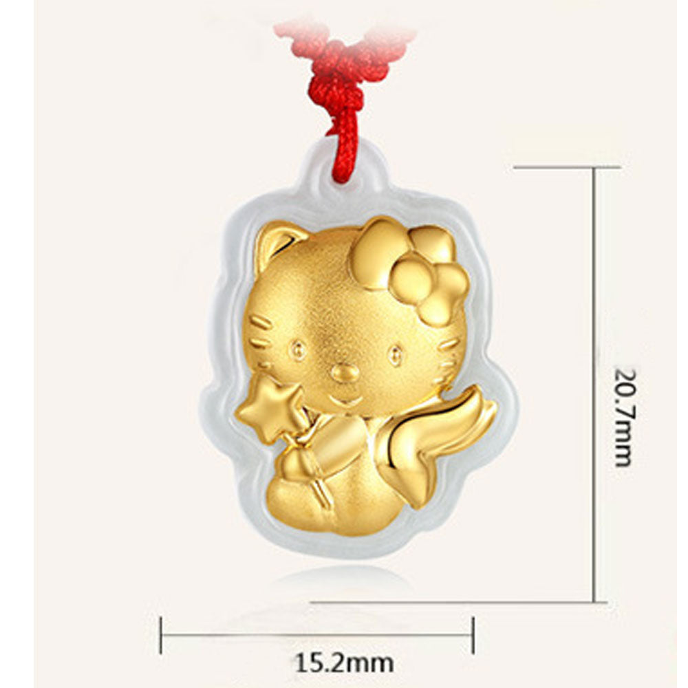 A grade Chinese jade stone fine gold cat four leaf clover leaf cross jesus Pendant Necklace Jewelry for Women Wholesale