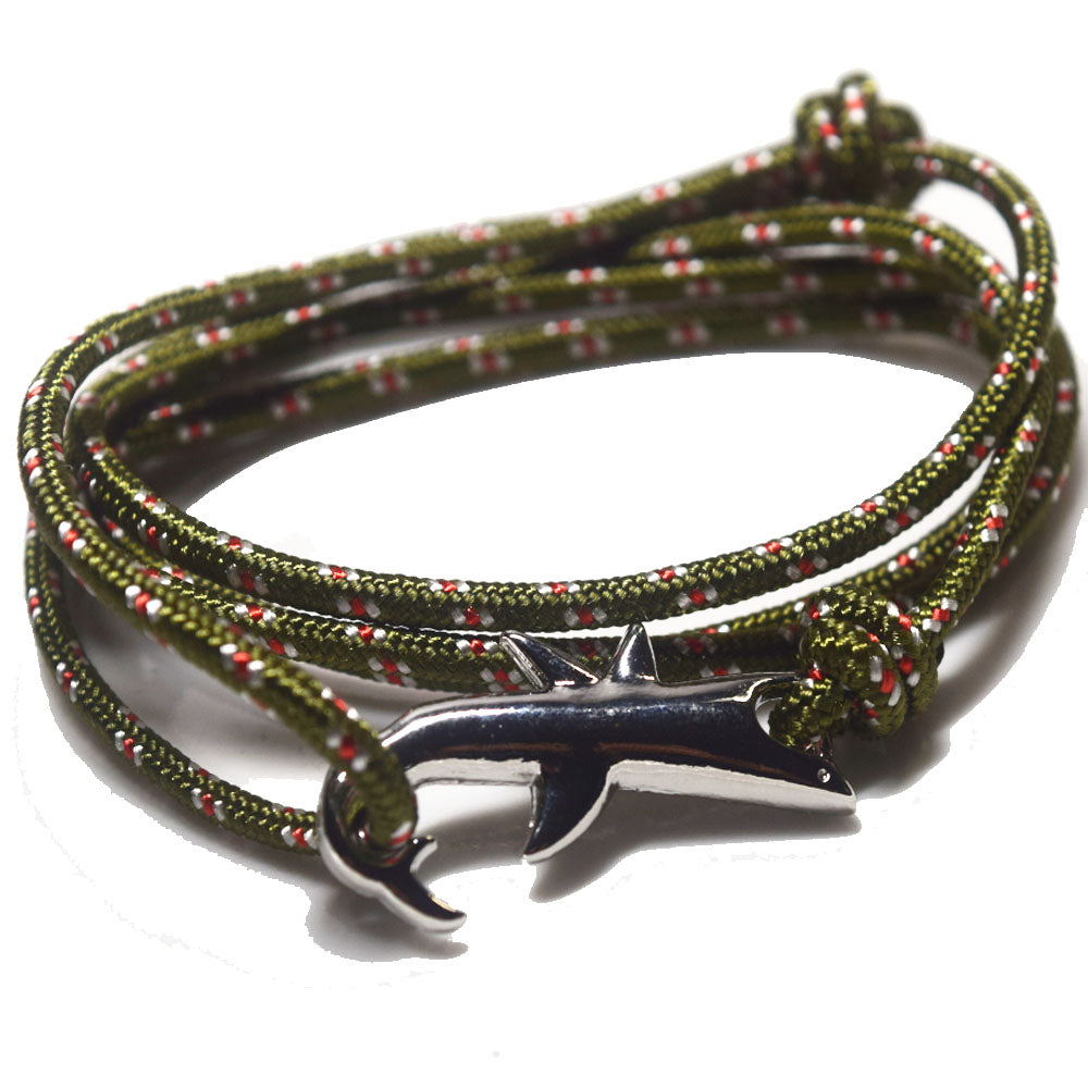 Hope Inspiration Nylon cord Shark charm bracelet handmade beach fashion jewelry Double Layers