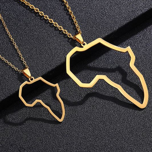 gold and silver plated stainless steel african map statement choker necklace jewelry