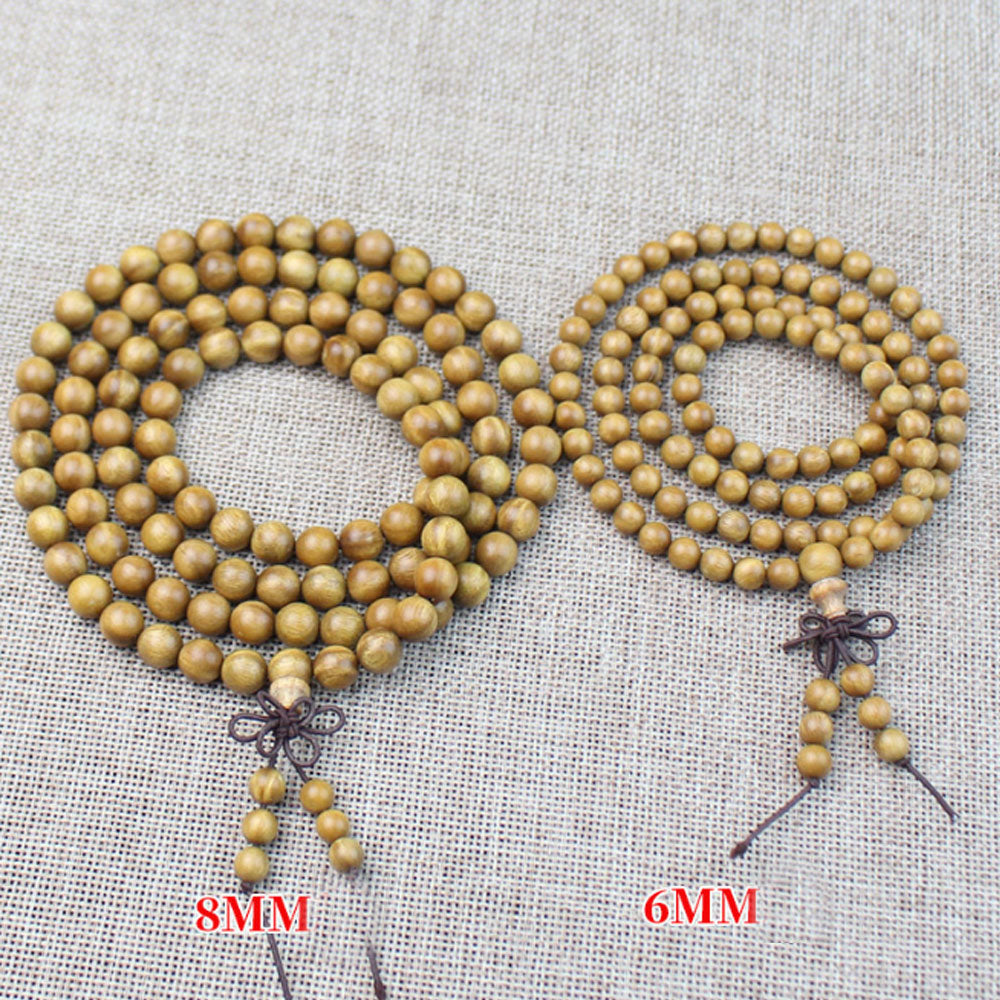 Handmade Jewelry natural green sandalwood mala prayer wooden beads Buddhist bead Wood Meditation Necklace Bracelet