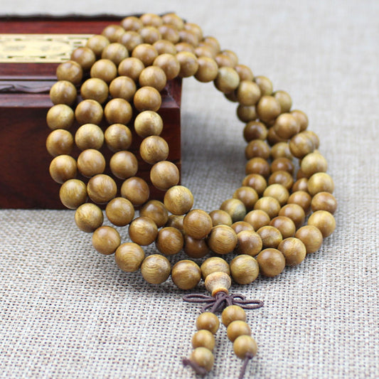 Handmade Jewelry natural green sandalwood mala prayer wooden beads Buddhist bead Wood Meditation Necklace Bracelet