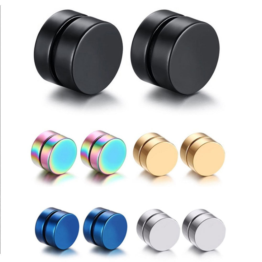 stainless steel magnet earring man stud 6MM 8MM 10MM 12MM Black silver gold blue colorful are all available