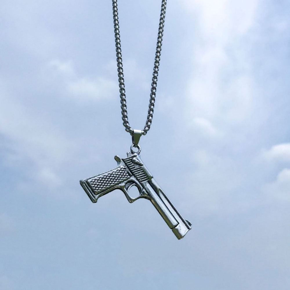 goth brass alloy angle wing gun robert cross dollar tree of life charm pendant necklace stainless steel chain jewelry