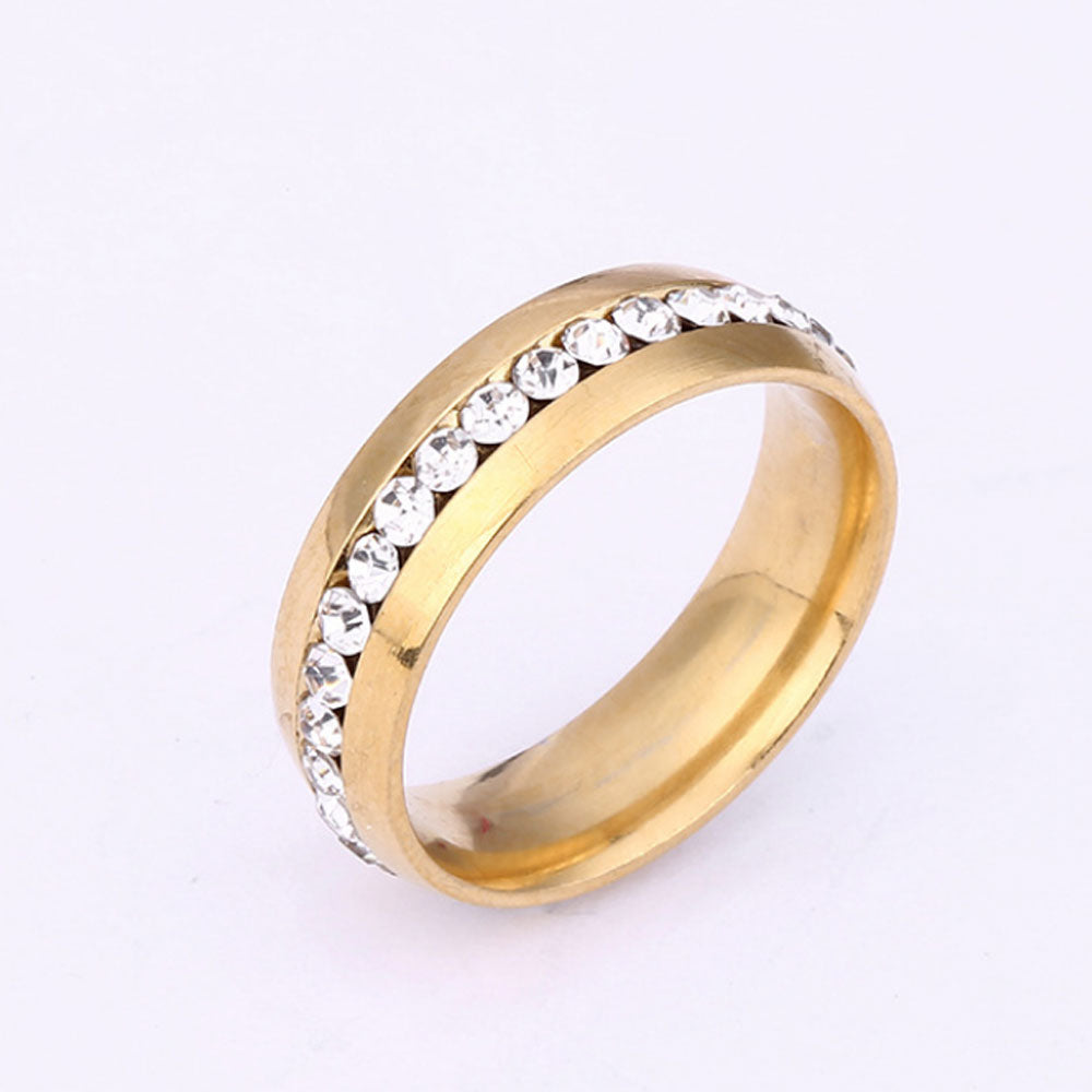 stainless steel rhinestone zircon beads iced out inlay dainty finger rings jewelry for women and men