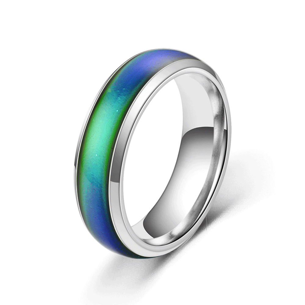 stainless steel mood ring colors change as temperature chainging finger ring unisex rings jewelry