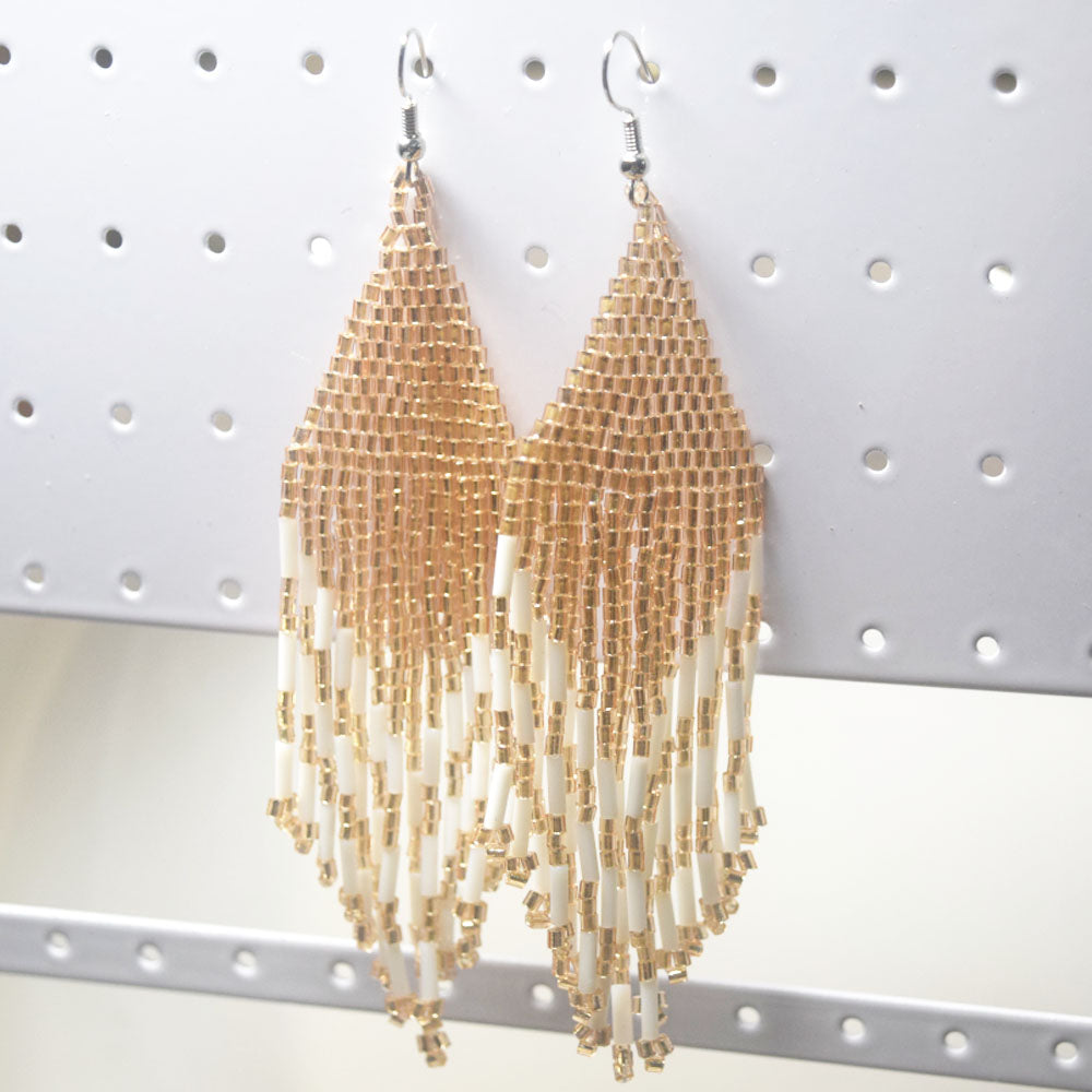 boho glass rice seed beads beaded fringe tassel earring statement dangle tassels earrings women jewelry distributors