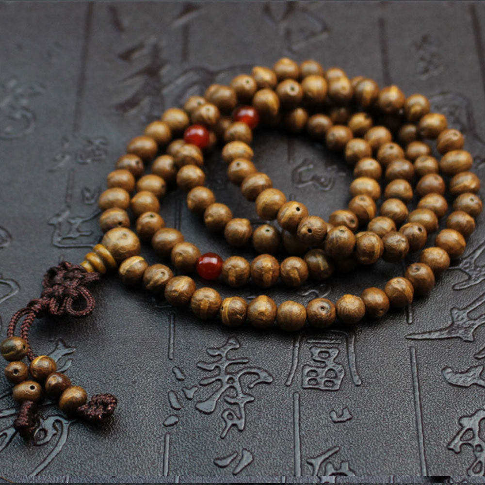 Wholesale Natural 108 mala prayer Woodfish fruit Bodhi bead wood bangle Bracelet Wood Meditation bracelet Buddhist for men