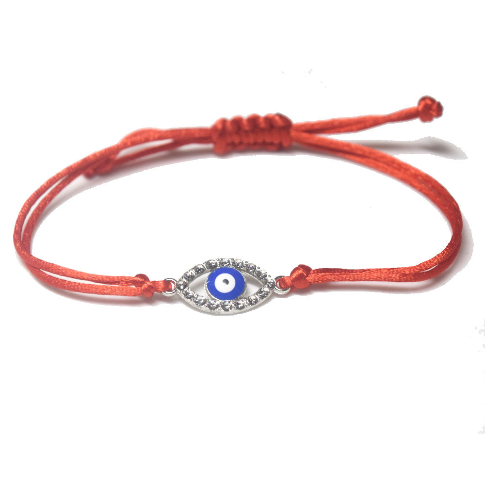 unique red black pink purple blue white string rope cord braid braided glitter cz d-evil eye bracelet jewelry women adjustable