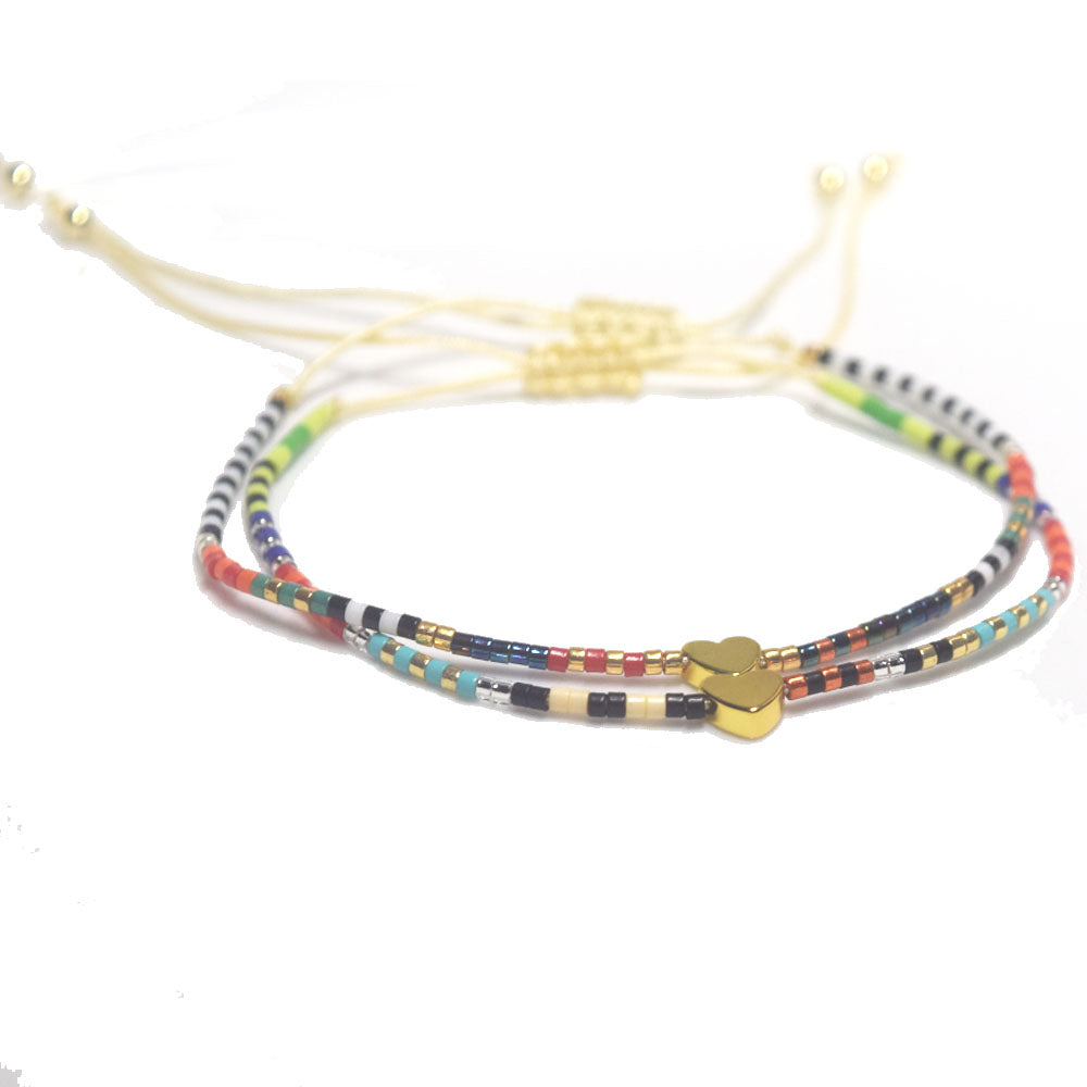handmade glass seed beads miyuki delica bead heart charm beads adjustable bracelet jewelry