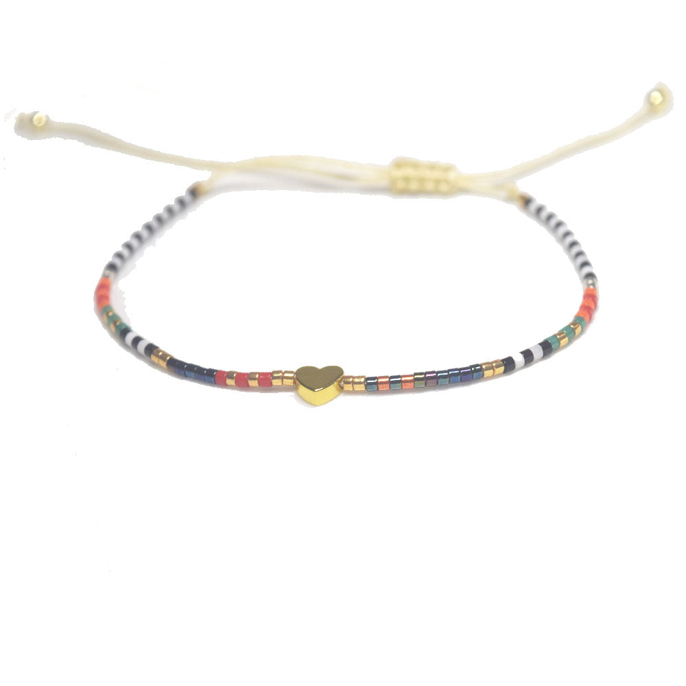handmade glass seed beads miyuki delica bead heart charm beads adjustable bracelet jewelry