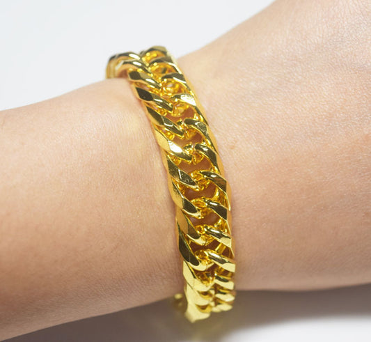 Hip hop chain men bracelet jewelry 12mm wide chemical gold plated color dubai new gold filled miami cuban link Chains