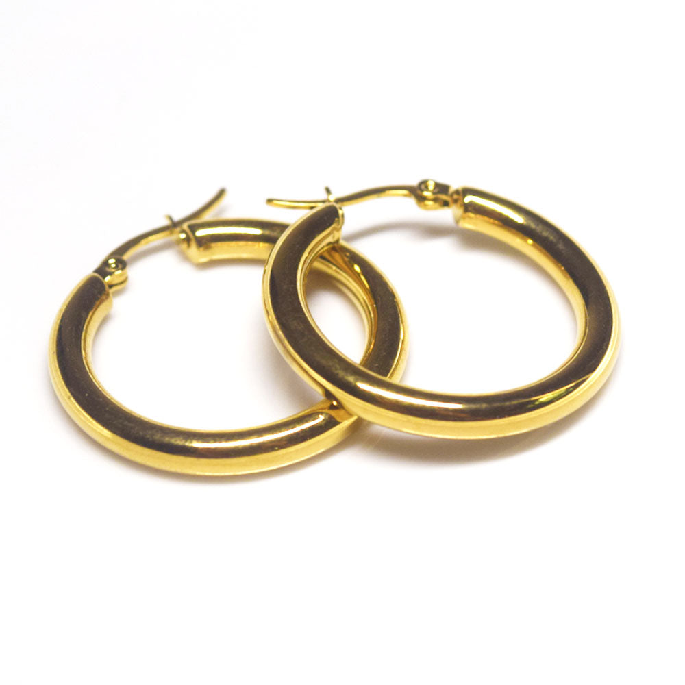 blank 4mm thick 18k gold plated hollow stainless steel hoop huggie dangle earring unisex 2 3 4 5 6cm are optional