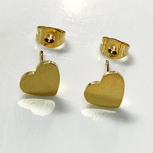 Summer wholesale bulk gold surgerical stainless steel Korean women fashion simple heart charm earrings stud earring jewelry