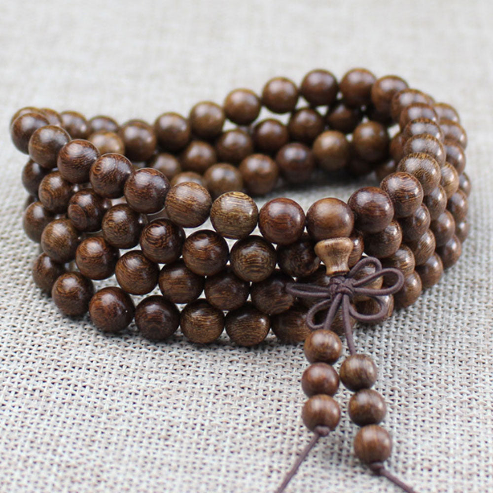 Handmade Jewelry natural golden sandalwood 108 mala prayer wooden beads Buddhist bead Wood Meditation Necklace Bracelet