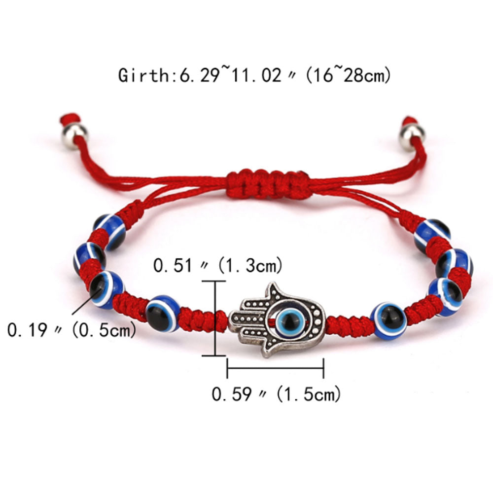 men's fashion handmade d-evil eye hamsa hand elephant bracelet adjustable lucky red black blue string rope woven bracelet