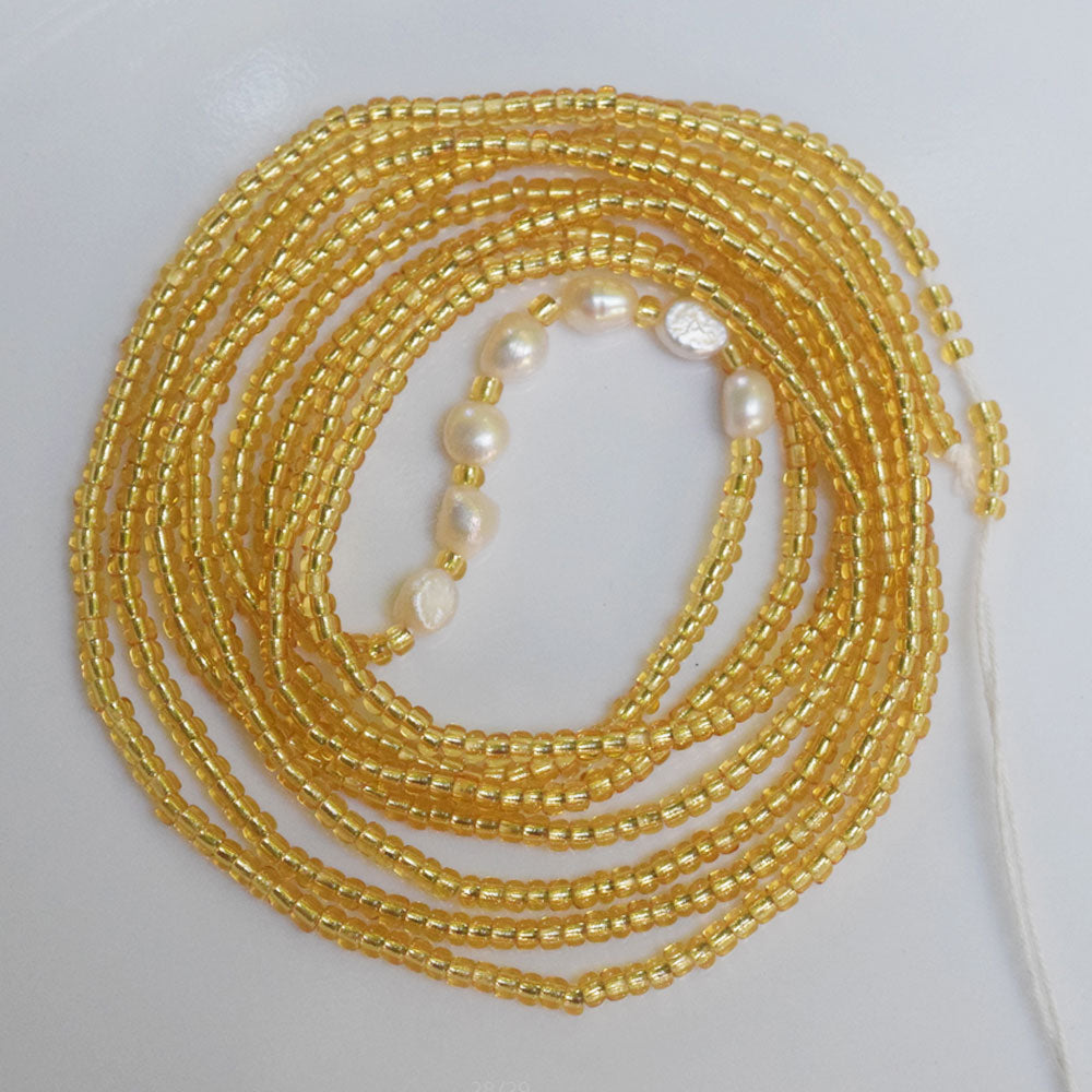 quake african fresh water pearl beads tie on gold waist beads belly body chain jewelry with clasp cotton string for ladies