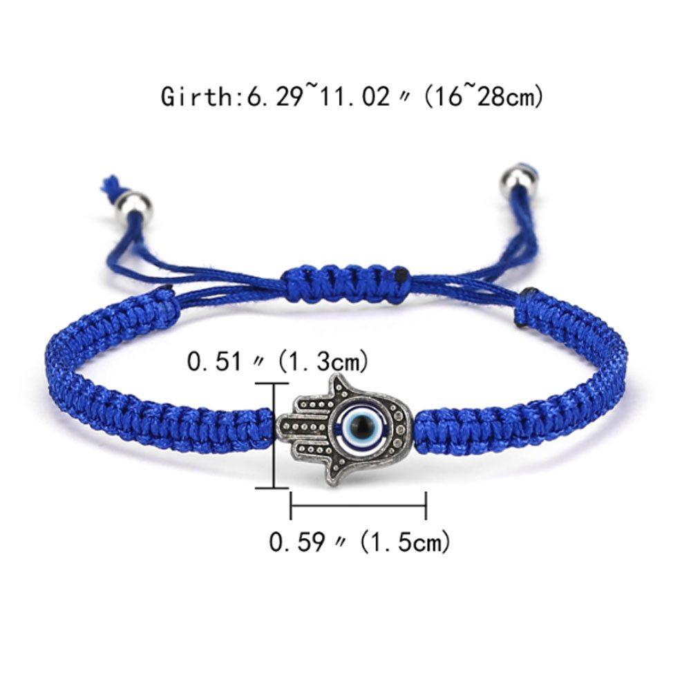 men's fashion handmade d-evil eye hamsa hand elephant bracelet adjustable lucky red black blue string rope woven bracelet