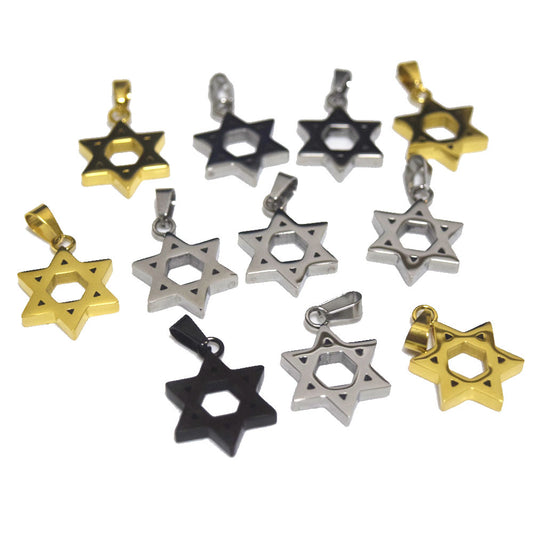 menorah david's stainless steel fashion trendy men's Jewish Star of David pendant necklace jewelry men and women