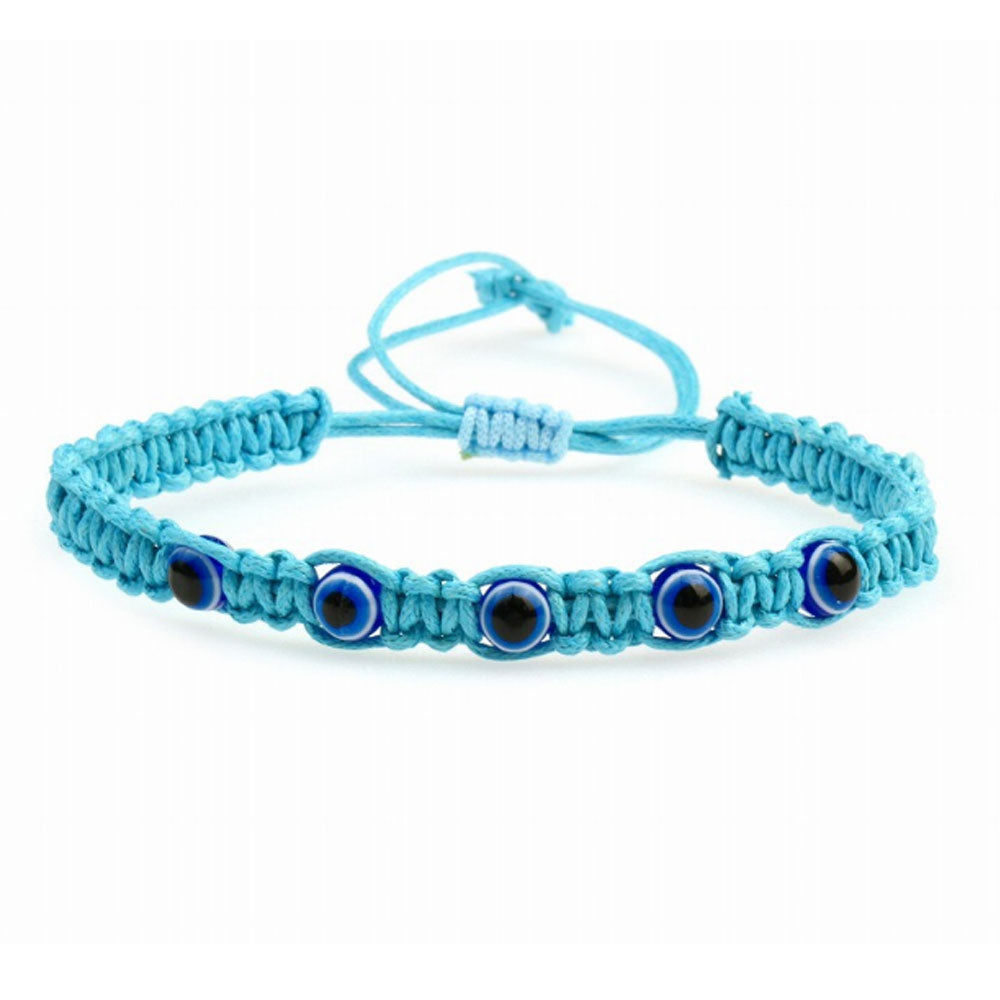 adjustable string cord rope woven good luck lucky turkish d-evil blue eye gift bracelet hand jewelry