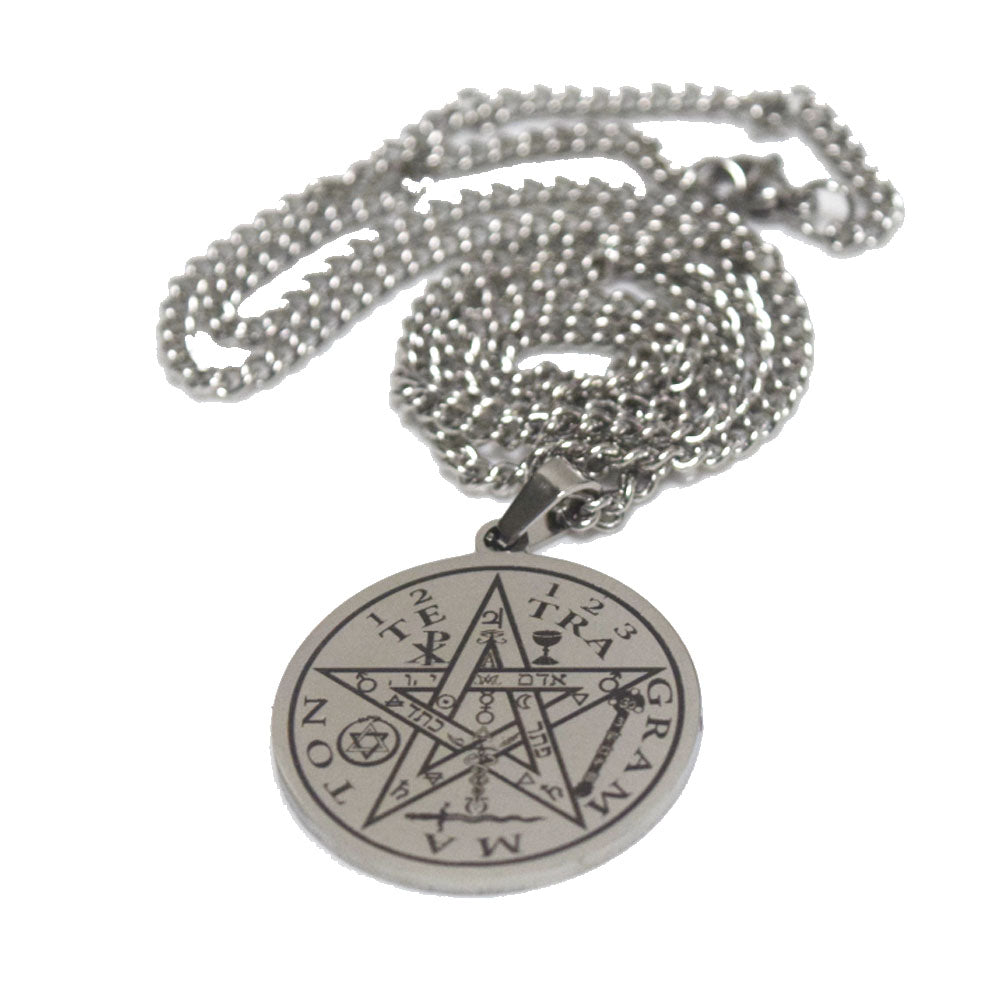 fashion trendy men's magic good luck jesus tetragrammaton Solomon Amulet star Stainless Steel Necklace blessed necklaces jewelry
