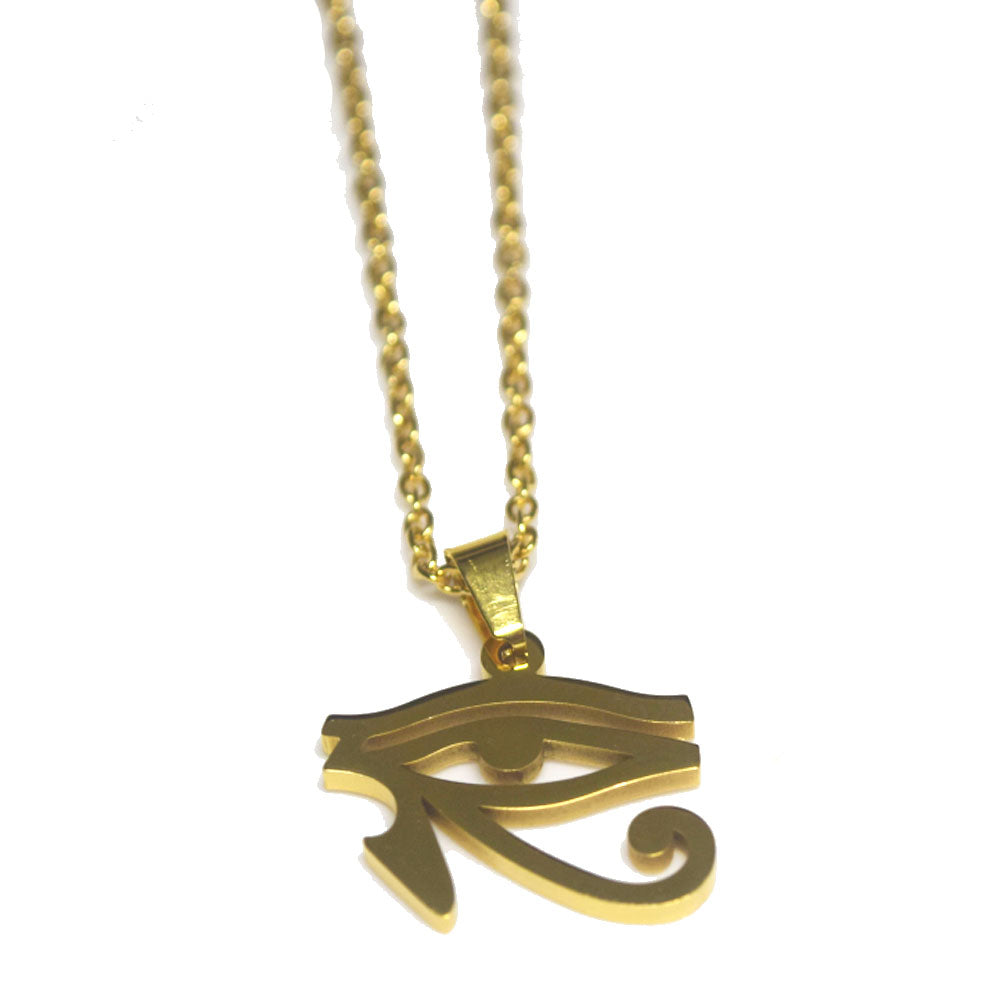 ancient egyptian gold silver color men's eye of horus stainless steel pendant necklace men necklaces hip hop women